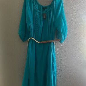 Lane Bryant Teal Crochet-Trim Maxi Dress